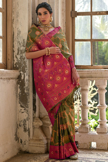 Mehendi Green Colour Woven Work Banarasi Silk Saree