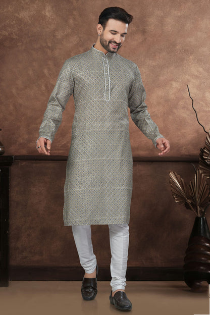 Mehendi Green Jacquard Kurta Pajama