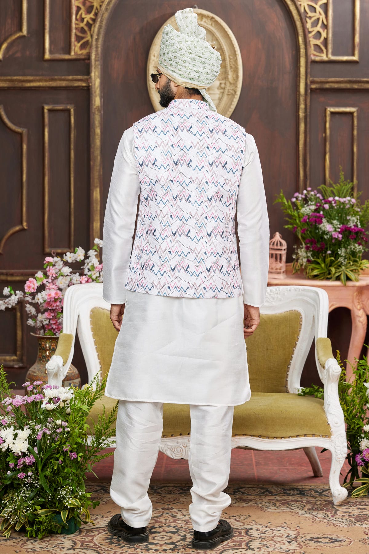 Multicolour Art Silk Kurta Pajama With Jacket VSKP1230253