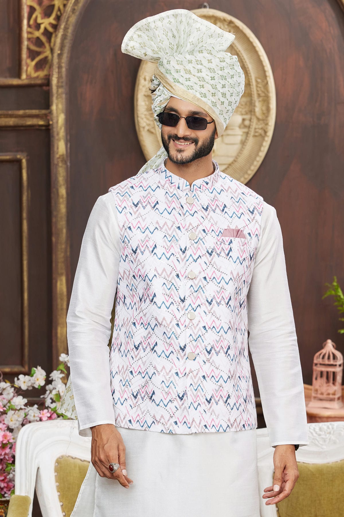 Multicolour Art Silk Kurta Pajama With Jacket VSKP1230253