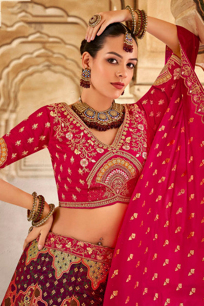 Multicolour Banarasi Silk Bridal Lehenga Choli VSLC1290104