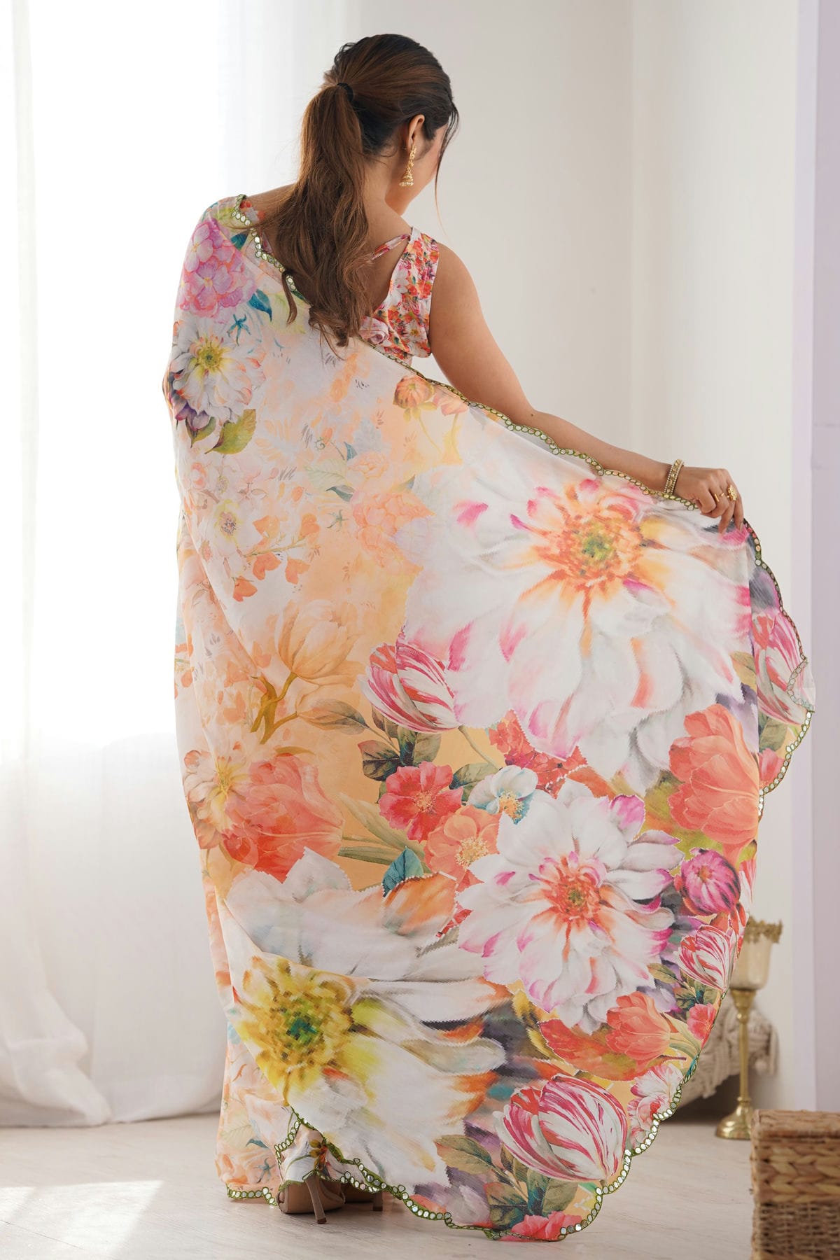 Multicolour Chinon Printed Saree VSSD1112085