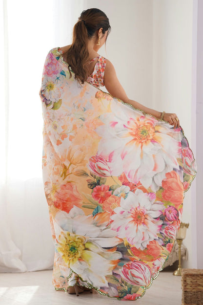 Multicolour Chinon Printed Saree VSSD1112085