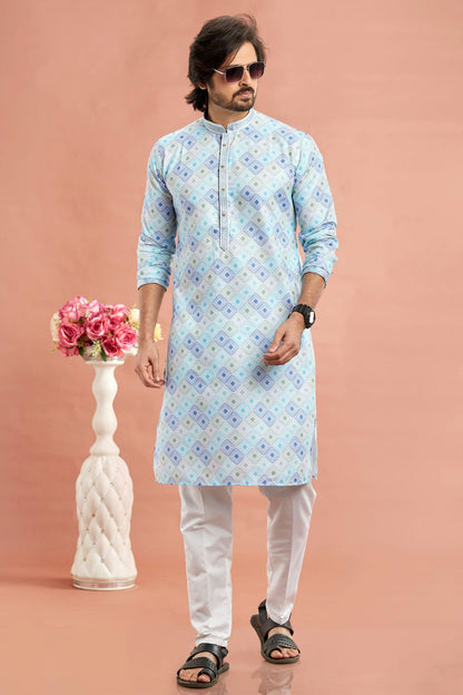 Multicolour Cotton Thread Work Kurta Pajama VSKP1230179