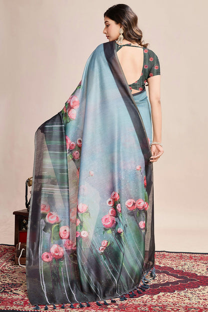 Multicolour Linen Printed Saree VSSD1111811