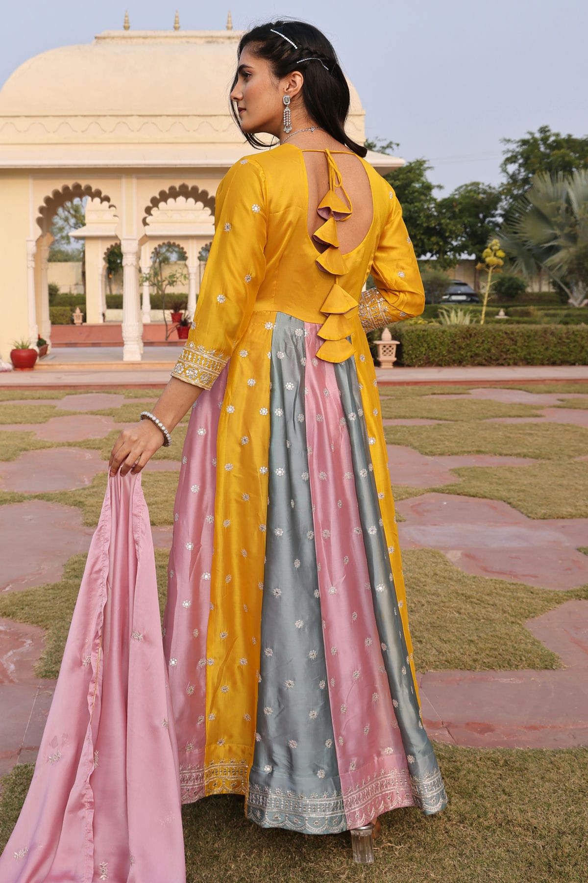 Multicolour Semi Stitched Rangoli Silk Anarkali Suit VSSM1170029