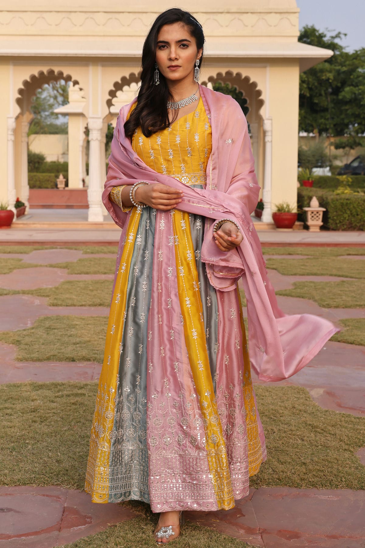 Multicolour-Semi-Stitched-Rangoli-Silk-Anarkali-Suit-VSSM1170029