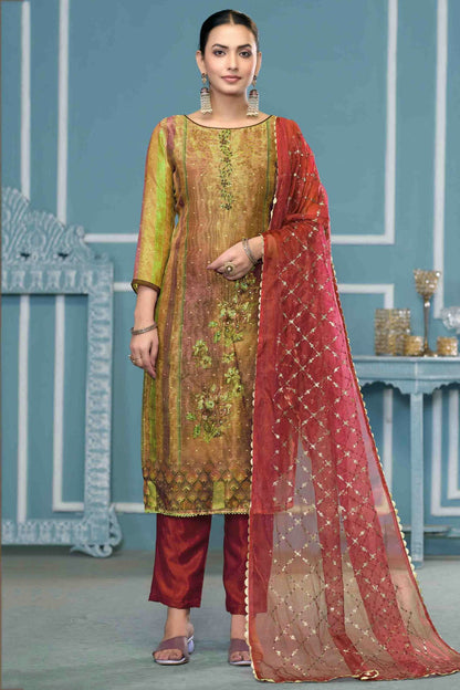 Multicolour Shimmer Silk Pant Style Suit VSSM1113221