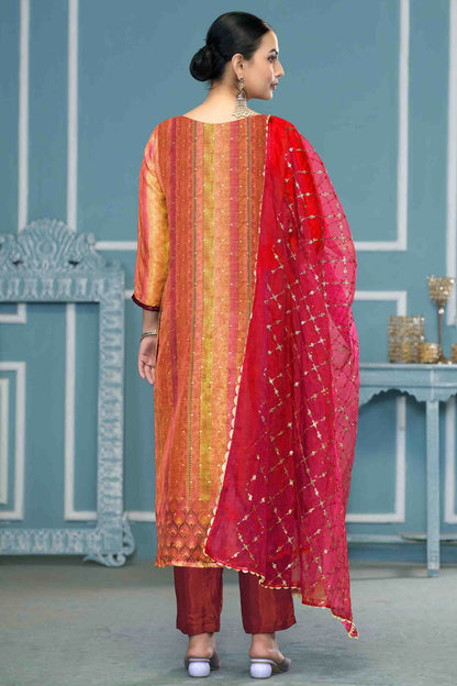 Multicolour Shimmer Silk Pant Style Suit VSSM1113222