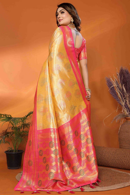 Mustard Colour Banarasi Tissue Silk Traditional Saree