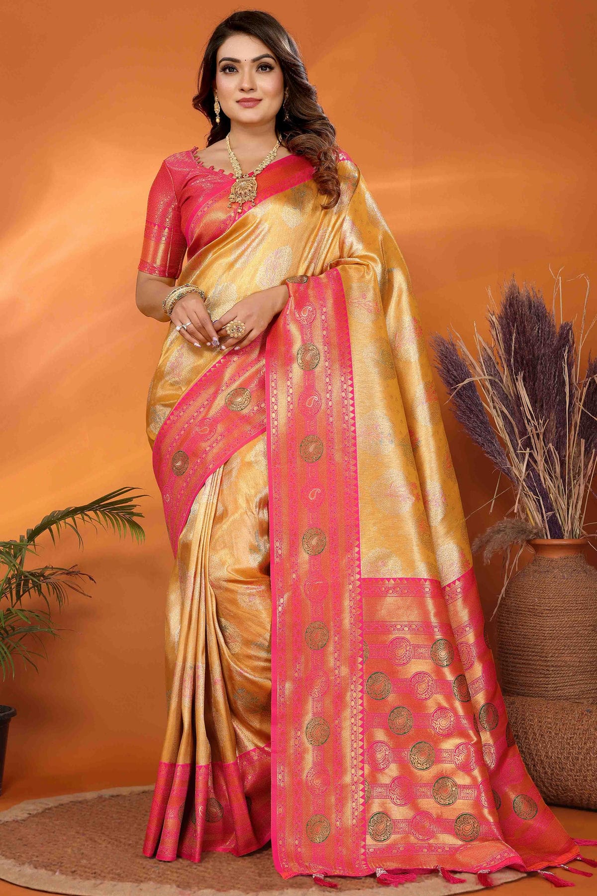 Mustard Colour Banarasi Tissue Silk Traditional Saree VSSD1113095