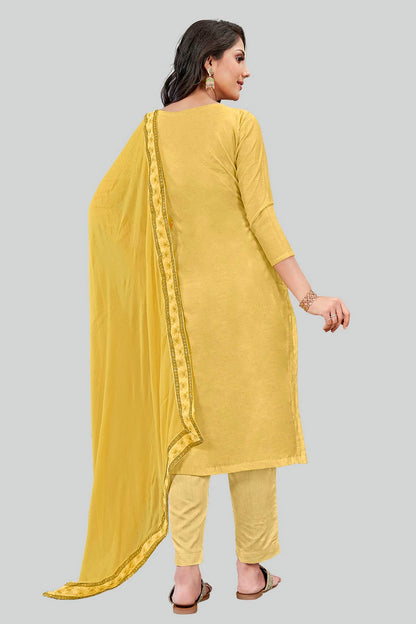 Mustard Colour Chanderi Silk Pant Style Suit VSSM1110596