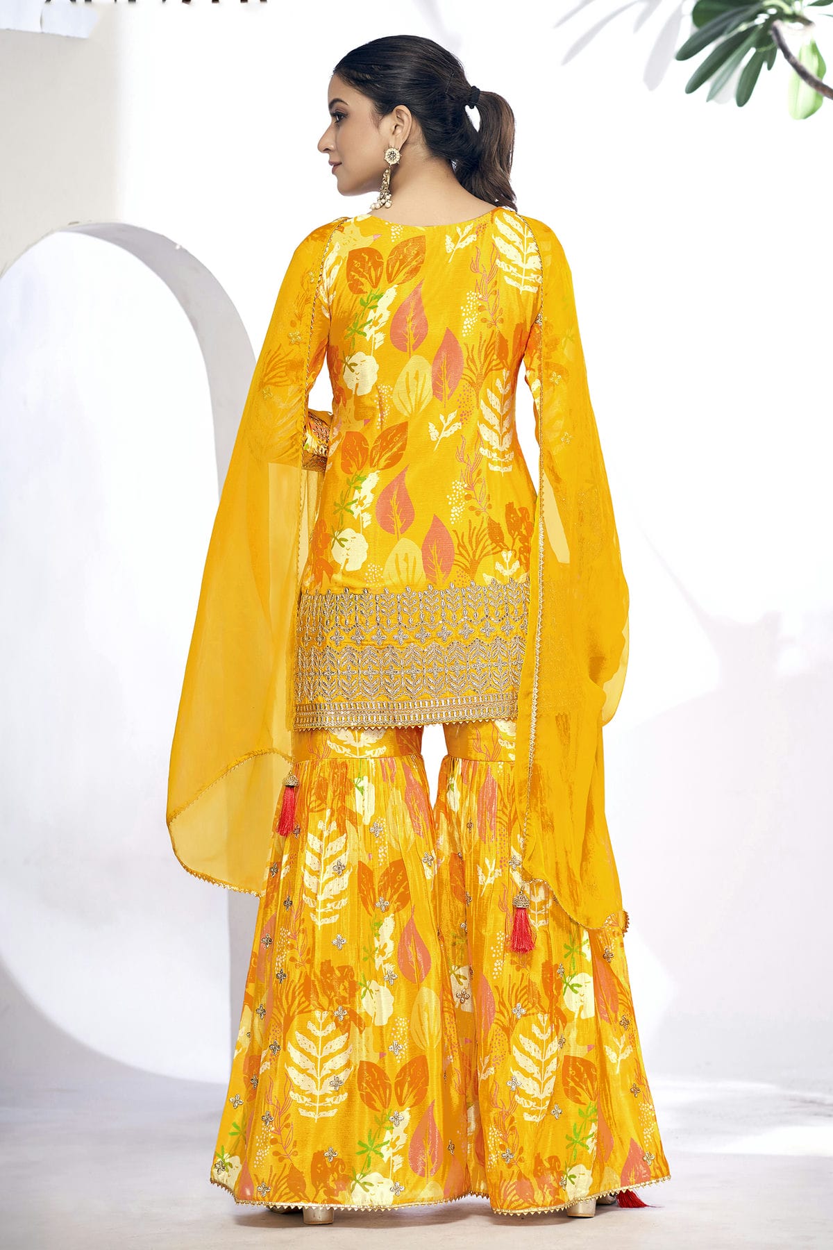 Mustard Colour Chinon Sharara Suit VSSM1140106