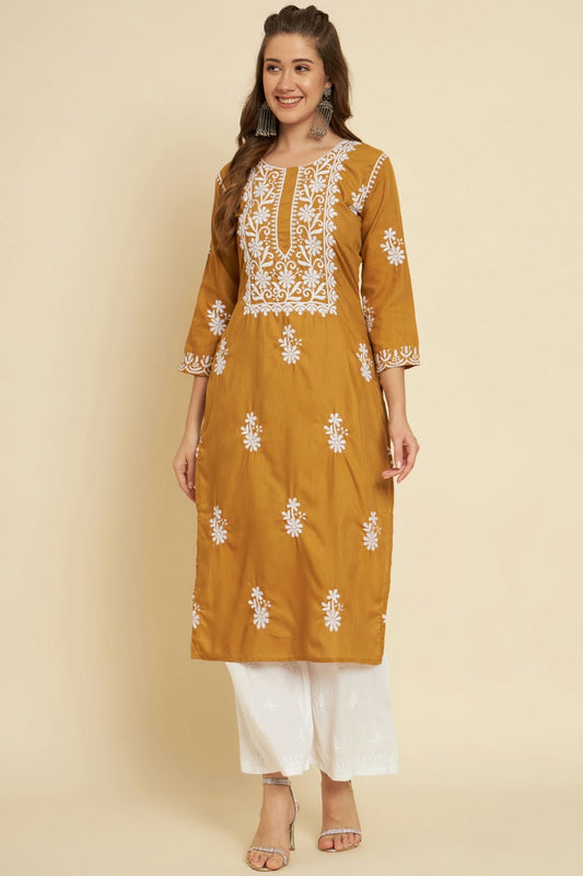 Mustard Colour Cotton Slub Kurti