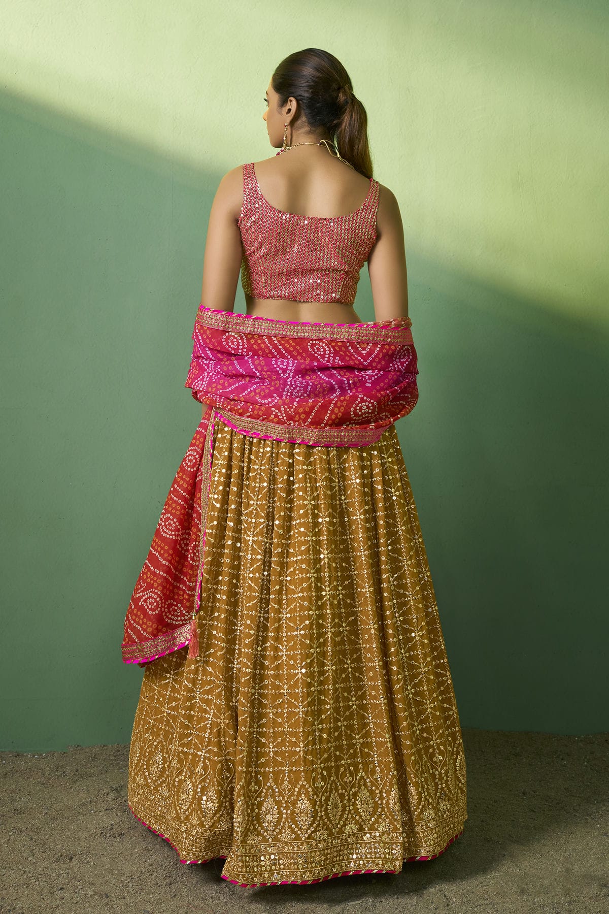 Mustard Colour Embroidery Georgette Lehenga Choli VSLD1080783