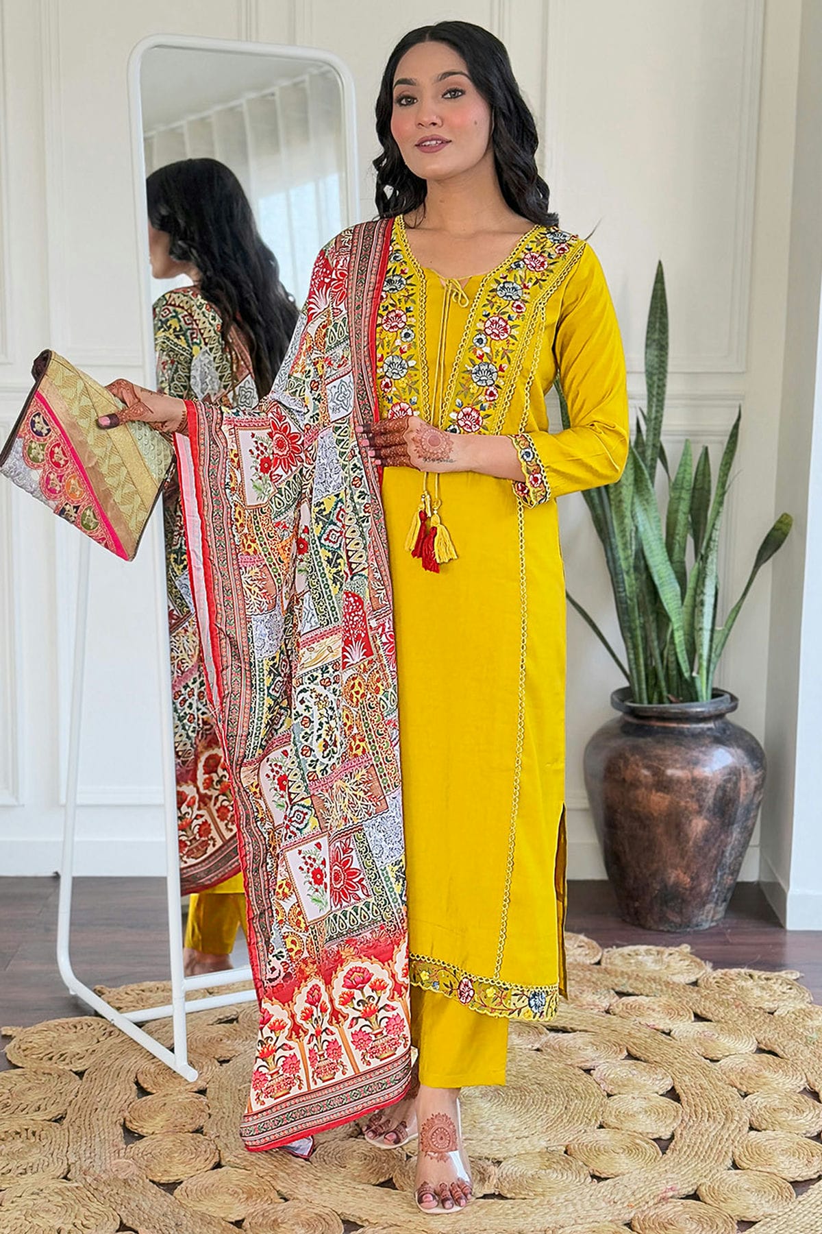 Mustard-Colour-Embroidery-Viscose-Stitched-Suit-VSSS1112454