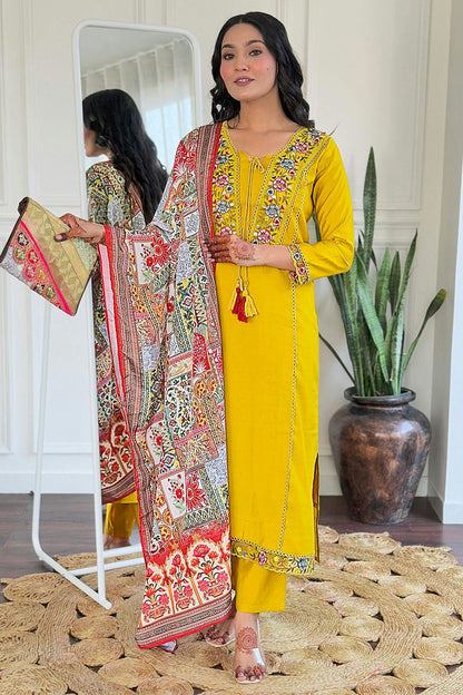Mustard-Colour-Embroidery-Viscose-Stitched-Suit-VSSS1112454