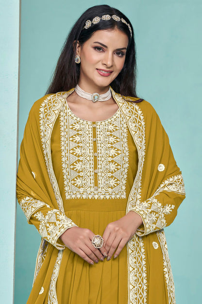 Mustard Colour Faux Georgette Palazzo Pant Suit VSSM1050560
