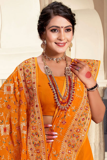 Mustard Colour Georgette Designer Saree VSLC1121646