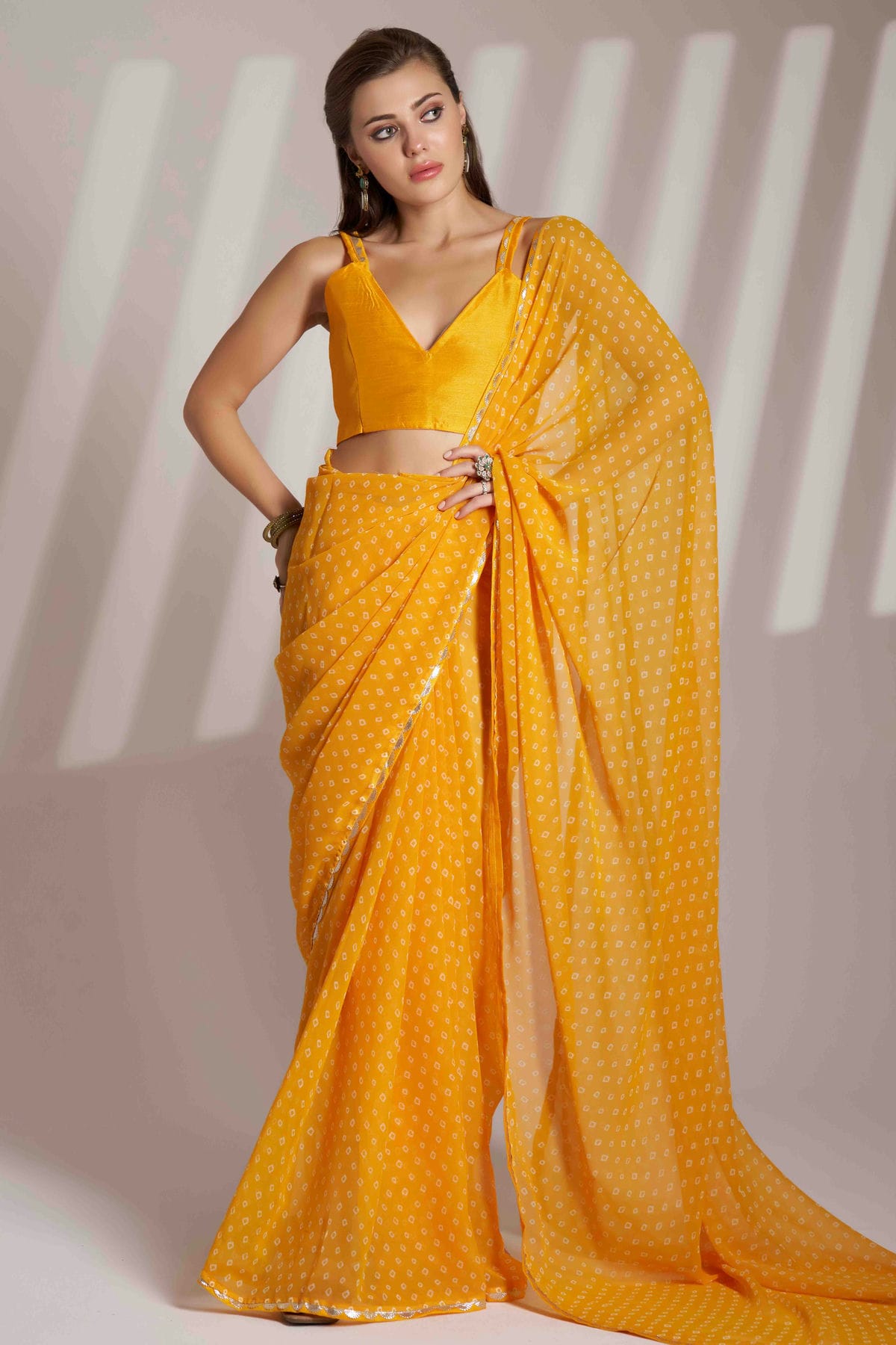Mustard Colour Georgette Printed Saree VSSD1112838