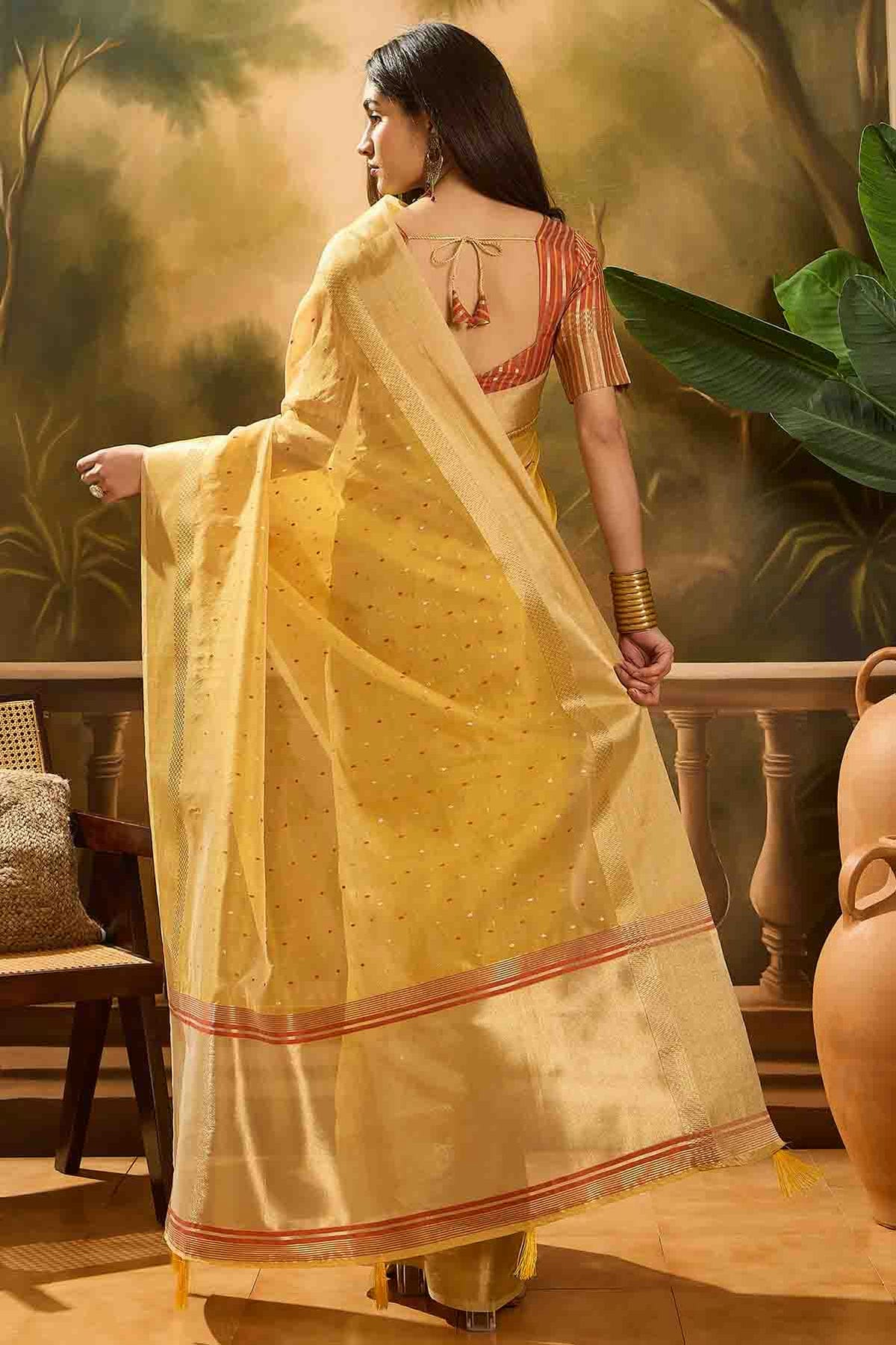 Mustard Colour Khadi Organza Traditional Saree VSSD1113868