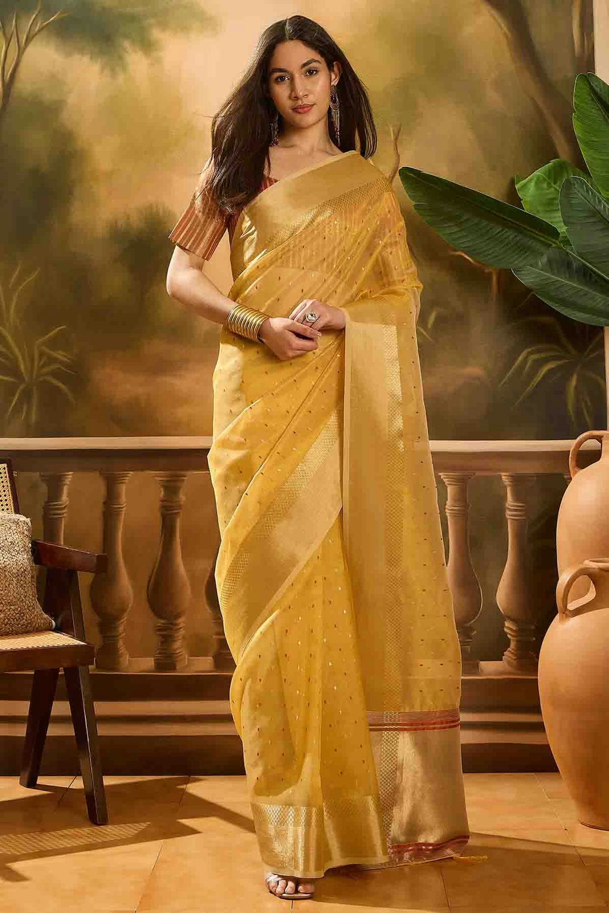 Mustard Colour Khadi Organza Traditional Saree VSSD1113868
