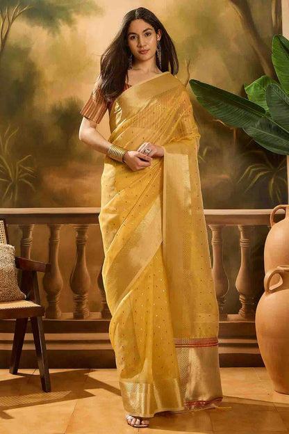 Mustard Colour Khadi Organza Traditional Saree VSSD1113868