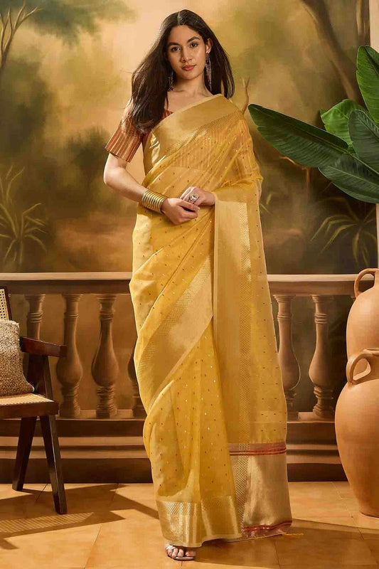 Mustard Colour Khadi Organza Traditional Saree VSSD1113868