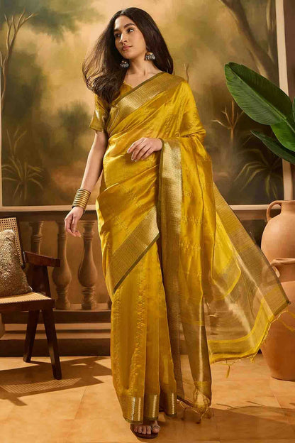 Mustard Colour Khadi Organza Traditional Saree VSSD1113875