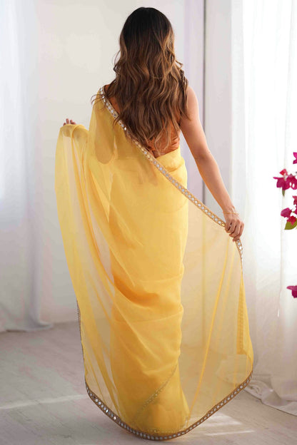 Mustard Colour Organza Desginer Saree VSSD1113837