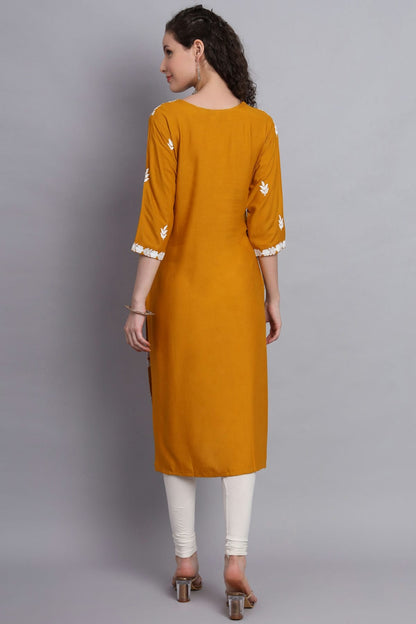 Mustard Colour Rayon Kurti VSKR1111144