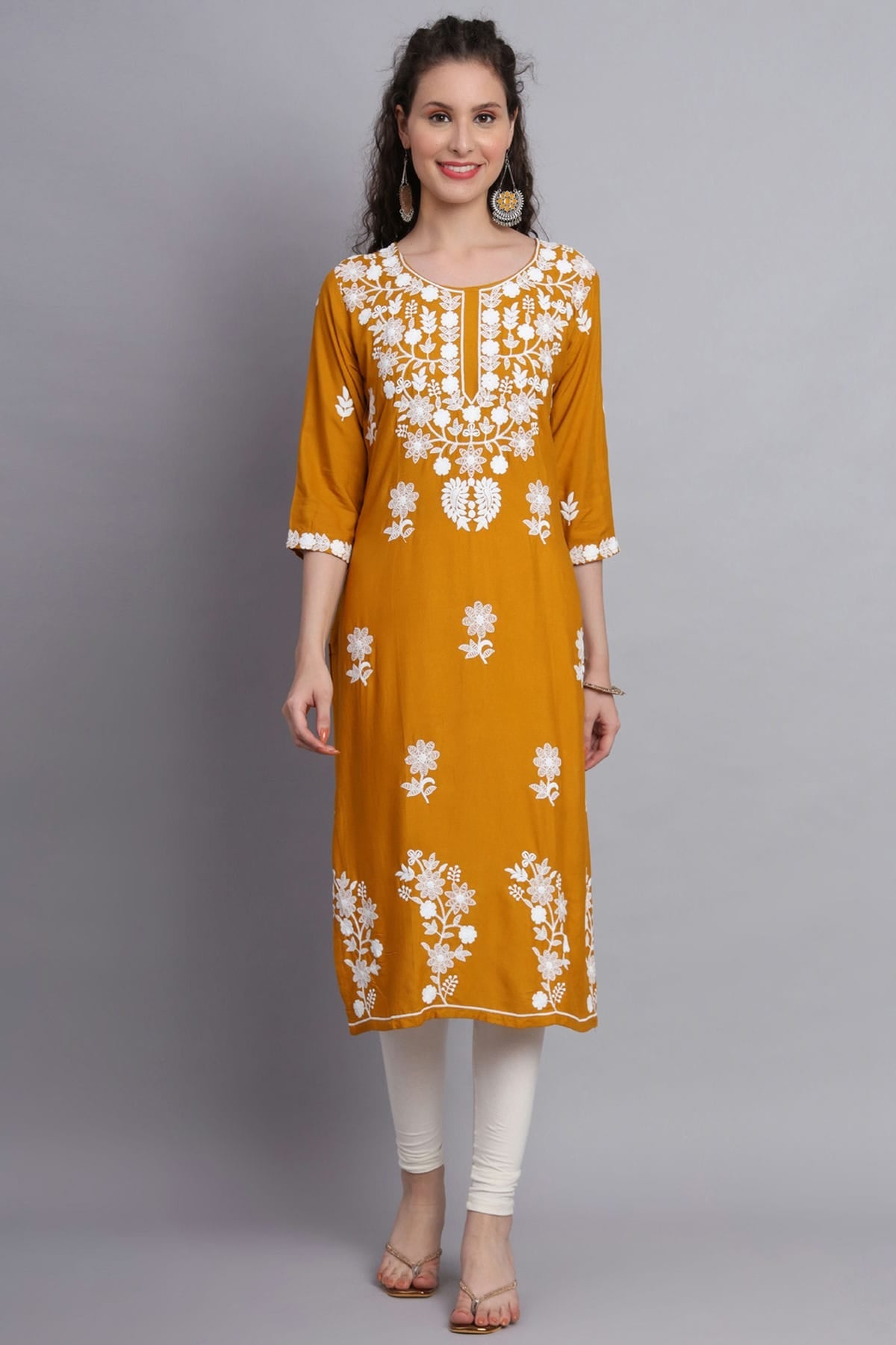 Mustard Colour Rayon Kurti