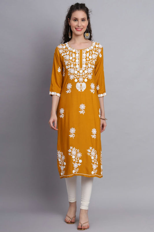 Mustard Colour Rayon Kurti