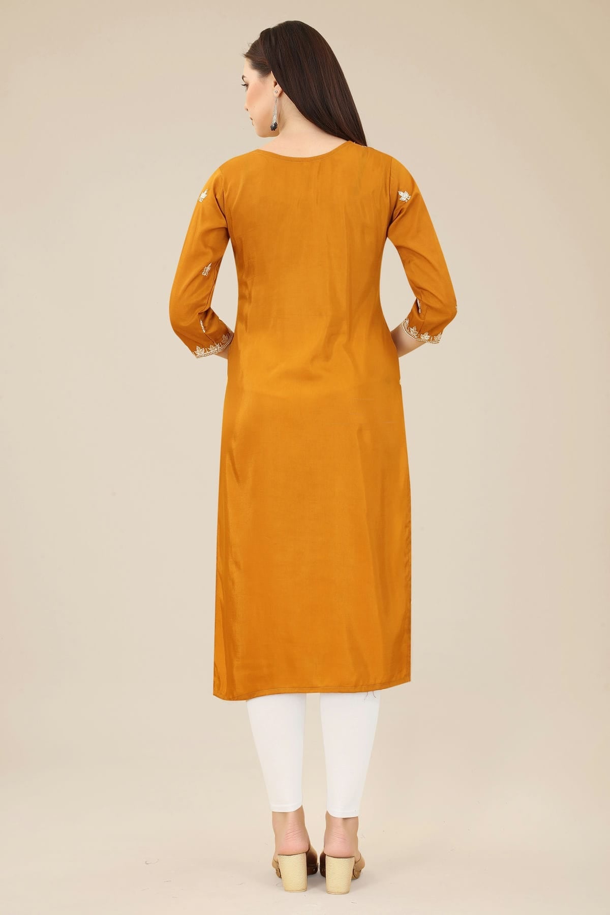 Mustard Colour Shiny Silk Kurti VSKR1111003