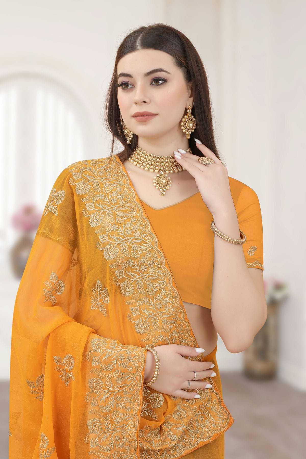 Mustard Colour Silk Designer Saree VSLC1121300