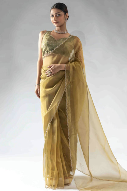 Mustard Colour Tissue Silk Ready To Wear Saree VSSD1122051
