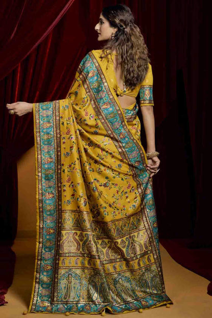 Mustard Colour Tussar Silk Paisley Printed Saree VSSD1113712
