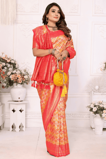 Mustard Colour Woven Work Banarasi Silk Traditional Saree