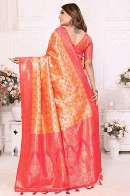 Mustard Colour Woven Work Banarasi Silk Traditional Saree