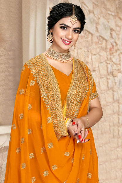 Mustard Colour Georgette Saree
