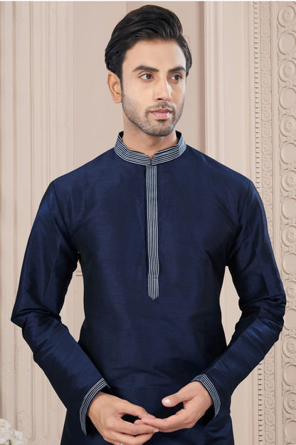Navy Blue Colour Art Silk Kurta Pajama VSKP1040702