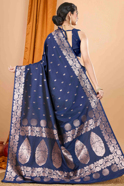 Navy Blue Colour Banarasi Silk Woven Work Traditional Saree VSSD1113530