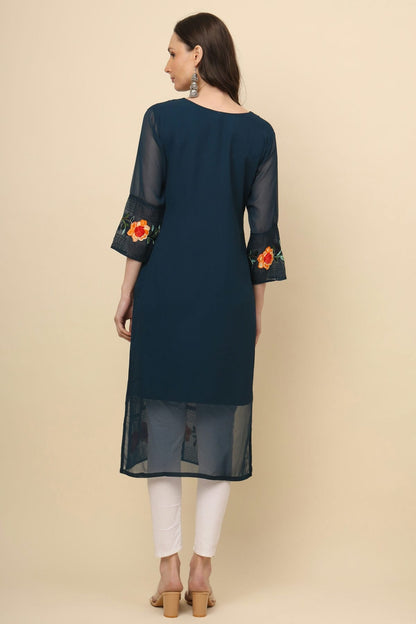 Navy Blue Colour Georgette Kurti VSKR1111202