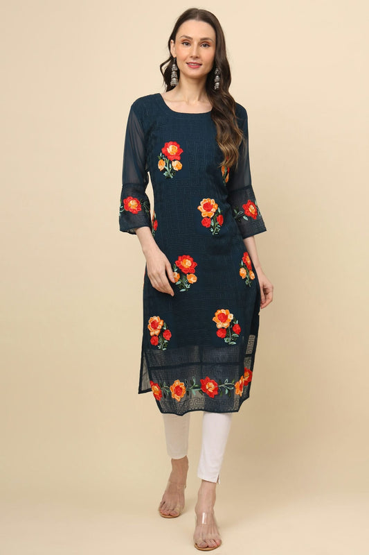 Navy Blue Colour Georgette Kurti