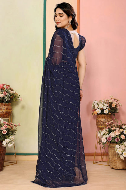 Navy Blue Colour Georgette Saree VSSD1180144