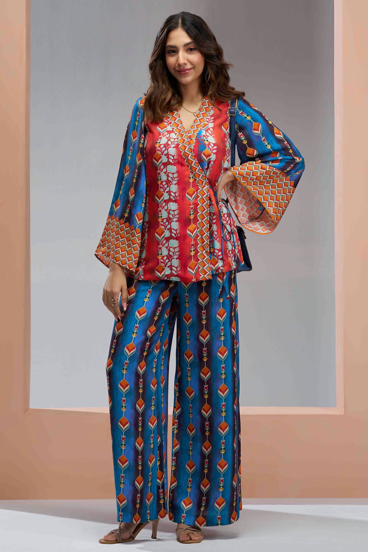 Navy Blue Colour Muslin Silk Co-Ord Set VSTP1080968