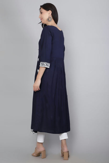 Navy Blue Colour Rayon Kurti VSKR1111135