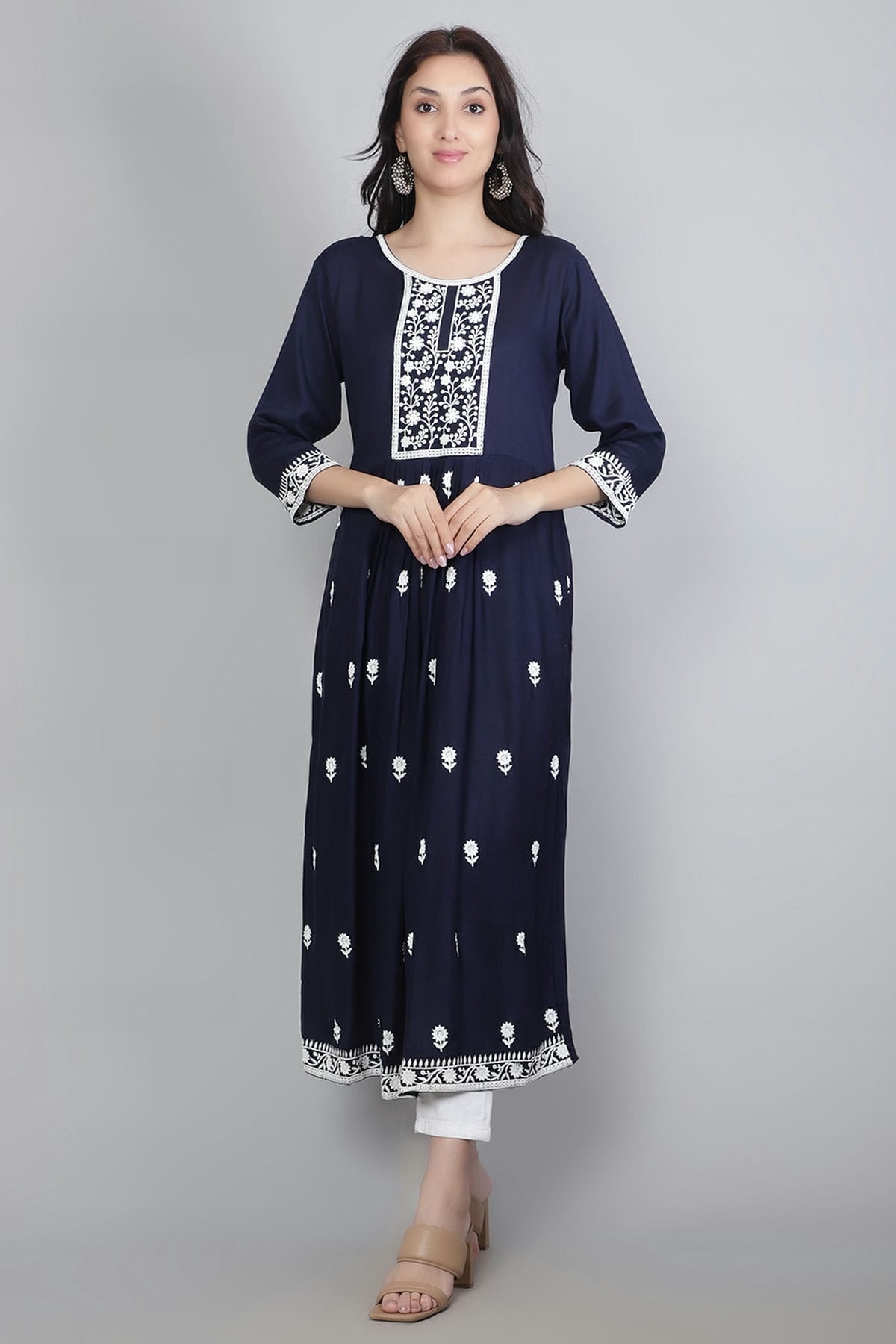 Navy Blue Colour Rayon Kurti