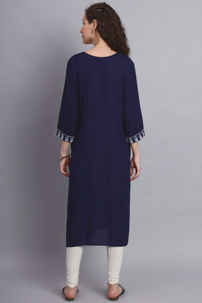 Navy Blue Colour Rayon Kurti VSKR1111140