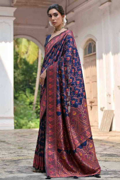 Navy Blue Colour Silk Traditional Saree